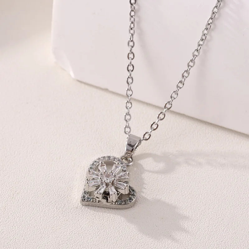 DaniLuxe “SunChic” Zircon Sunflower Pendant Necklace – With Smart Fitness Function
