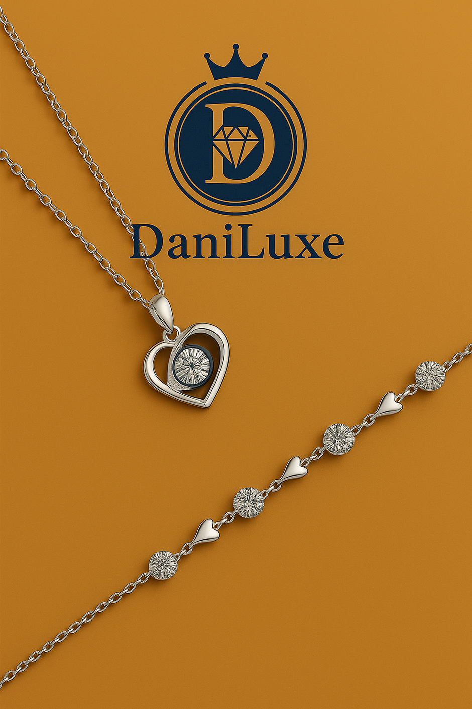 DaniLuxe™ Silver Heart Jewelry Set