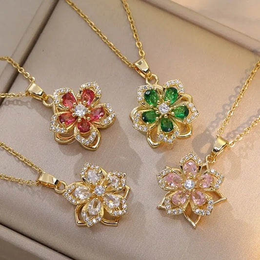 DaniLuxe “Botanica Glow” Plant-Inspired Pendant Necklace – Mood & Wellness Tracker