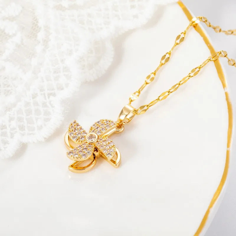 DaniLuxe “SunChic” Zircon Sunflower Pendant Necklace – With Smart Fitness Function