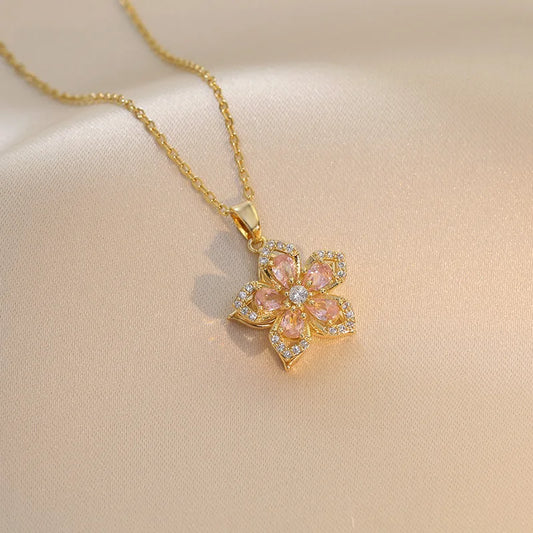 DaniLuxe “Botanica Glow” Plant-Inspired Pendant Necklace – Mood & Wellness Tracker