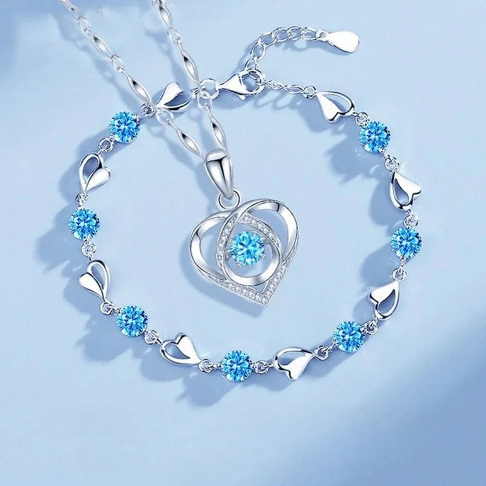 DaniLuxe™ Silver Heart Jewelry Set