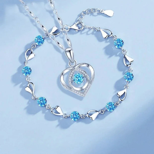DaniLuxe™ Silver Heart Jewelry Set